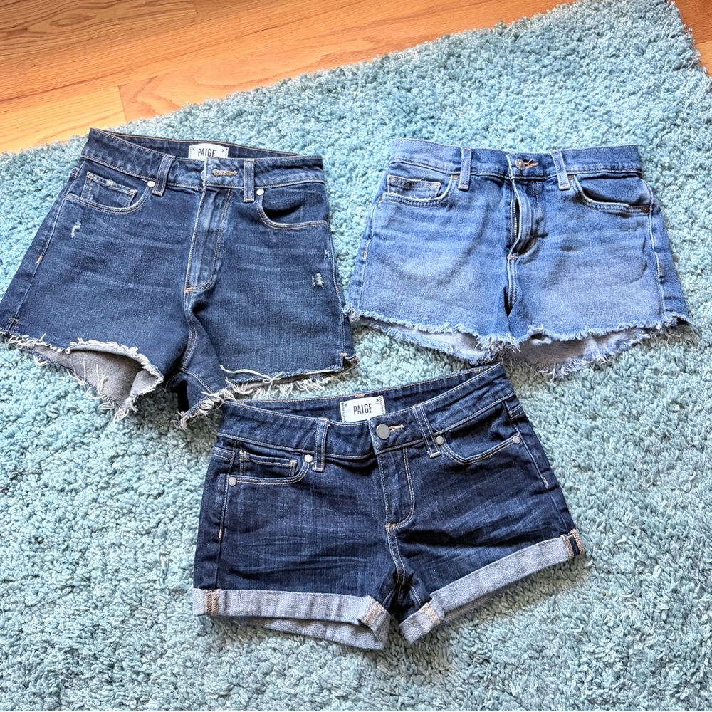 Lot of 3 (2) Paige Women's Denim Shorts and (1) Joe’s Jeans Shorts, size 24